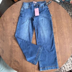 Juicy Couture LOGO BLING BOOTY Rhinestone Wide Leg Carpenter Jeans NWT 5/27x31.5